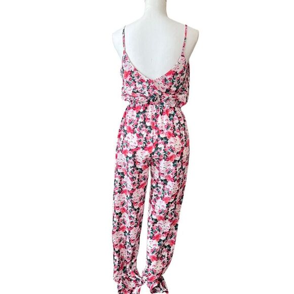 Forever 21 Women's Size Small S Pink Multi Colored Floral Jumpsuit Sleeveless - Picture 5 of 8